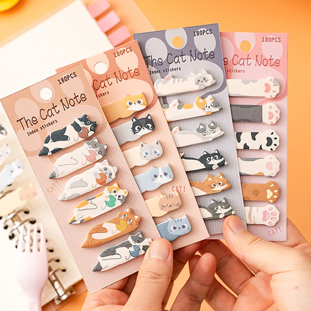 1 Set/180pcs Stationery DIY Leisure Cat Series Cute Paper Memo Pad Sticker Post Sticky Notes Notepad School Office Supplies