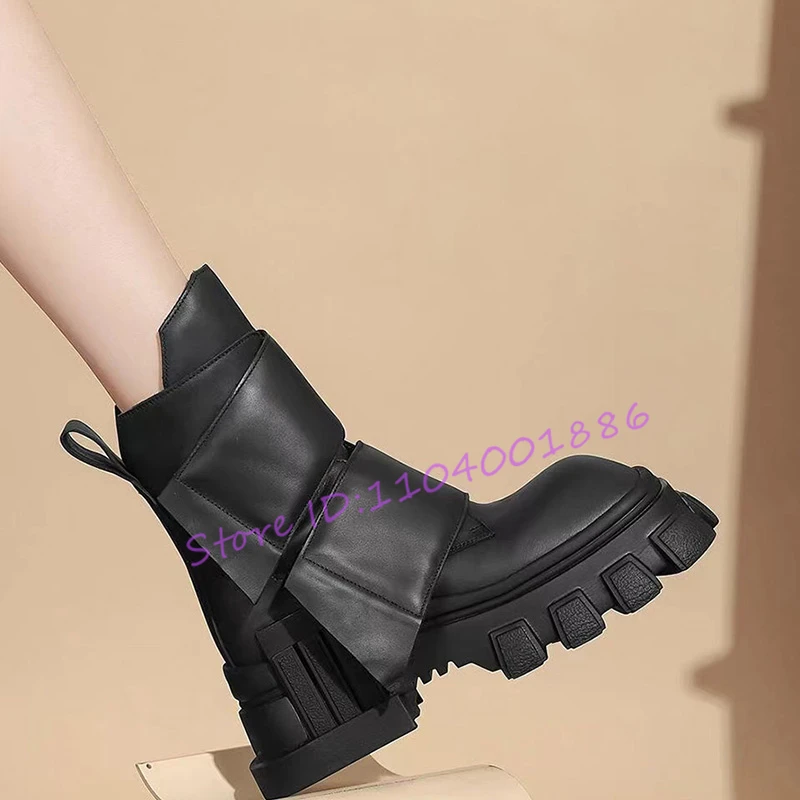 

Trendy Fashion Thick Soled Short Boots Square Toe Chunky Heel Platform Motorcycle Boots Spring Autumn Outdoor Women Shoes