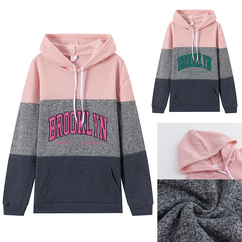 أنثى المنزل في الهواء الطلق الراحة فضفاضة البلوز بروكلين الأزياء هوديس للمرأة خريف شتاء اليومية عارضة رياضي قمصان سويت شيرت بقلنسوة