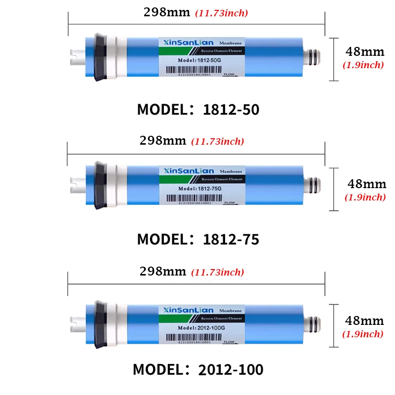 100 125 150 200 GPD Home Kitchen Reverse Osmosis RO Membrane Replacement Water System Filter Purifier Water Drinking Treatment