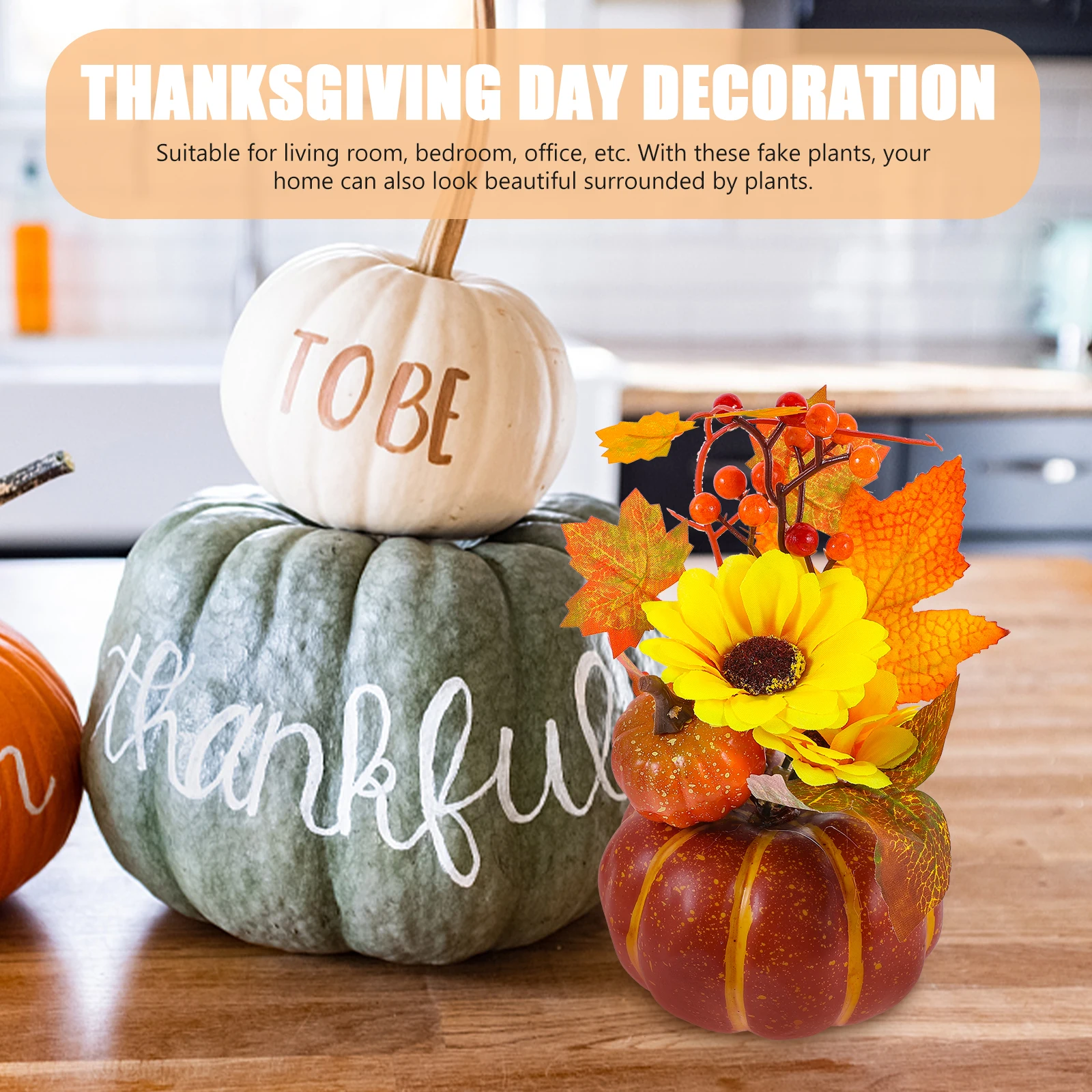 

1pc Artificial Sunflower Bouquet Premium Silk Cloth Home Decor Adornment Thanksgiving Day Decoration Simulation Flower For