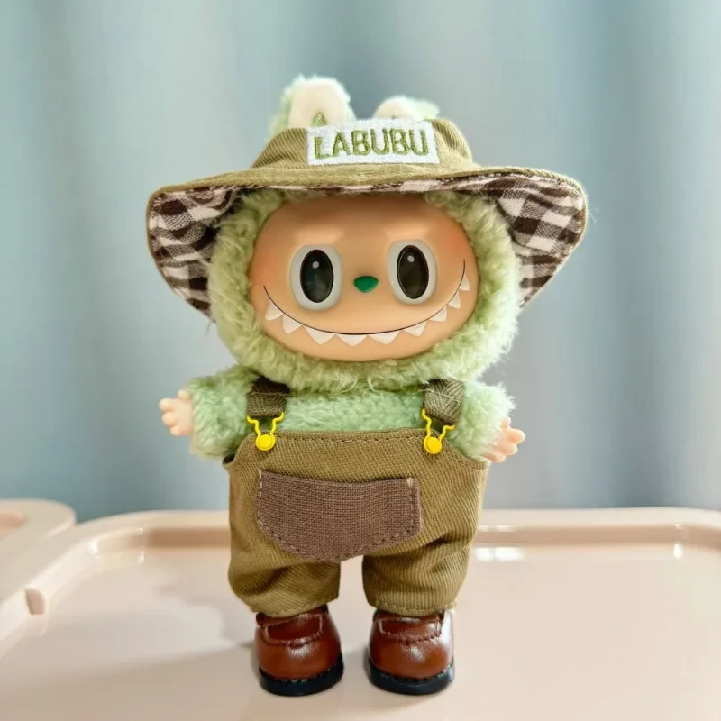 17cm lindo Mini ropa de muñeca de peluche accesorios de atuendo ropa Labubu DIY regalo para niños Labubu tiene un asiento accesorios de ropa