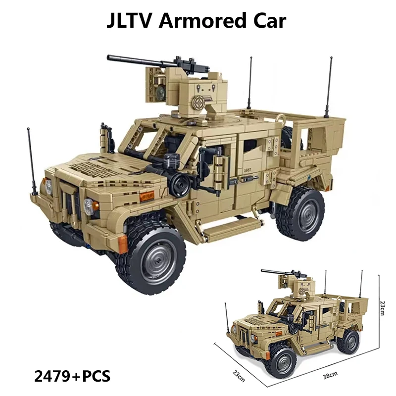 

2479PCS WW2 US Military Transport Vehicle JLTV Armored Vehicle Building Blocks Weapon Soliders Army Bricks Toy For Boys Kid Gift