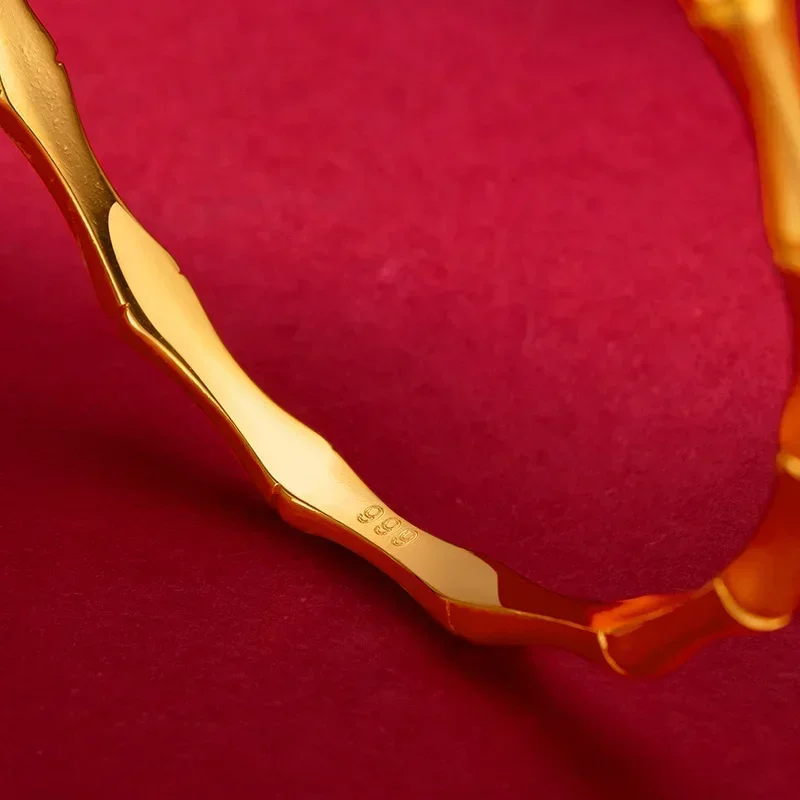 

9999 Real Gold 24K Section High Rise Bamboo Bracelet Pure Gold Light Sand Bamboo Bracelet Women's