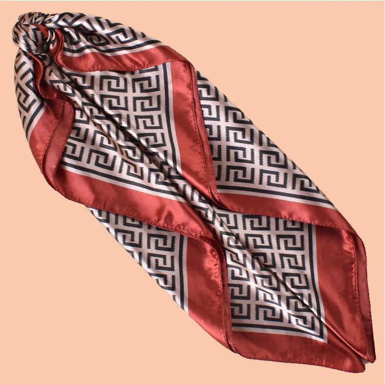 Hochwertiger Seidenschal, Kopftuch für Damen, vier Jahreszeiten, Haarschals, Hijab, Foulard, luxuriöses Bandana, Kopftuch für Damen, 90*90cm – Detail 12