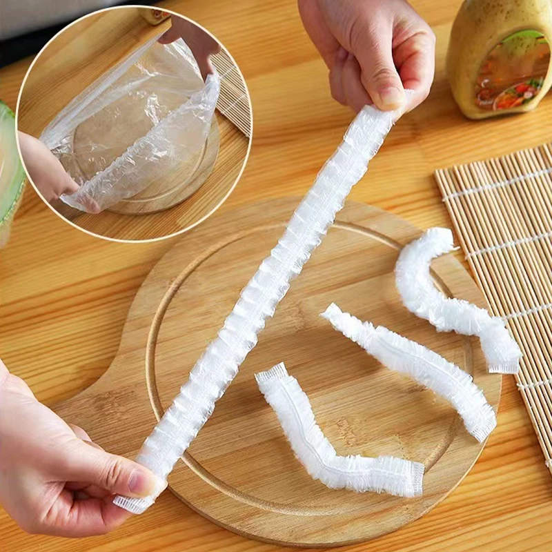 Plastic Disposable Food Covers Kitchen Fruits Fresh-keeping Saran Warp Elastic Shoe Cover Shower Headgear Storage Bags Organizer