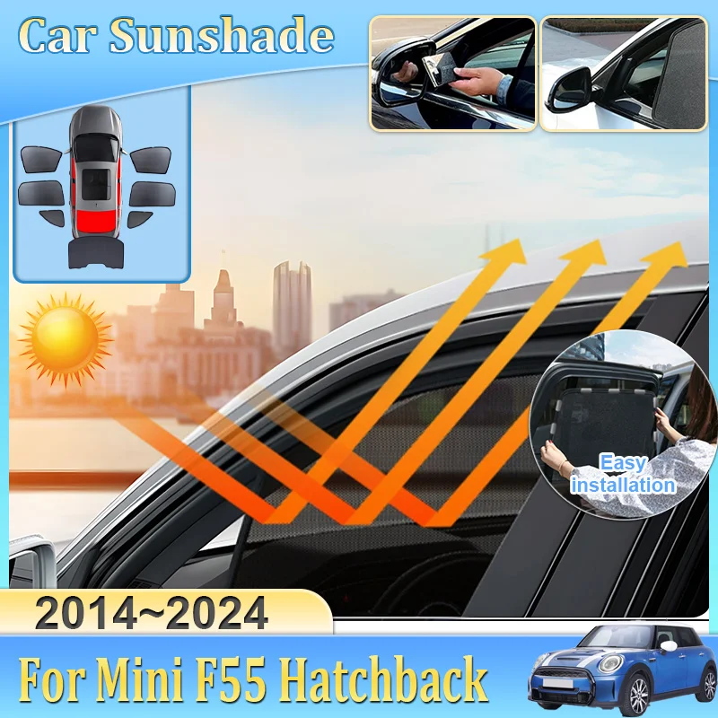 

Сетчатая солнцезащитная шторка для автомобиля Mini F55 Hatchback MK3 5-дверный 2014-2024, сетка на ветровое стекло, защита от УФ-излучения, аксессуары для автомобиля