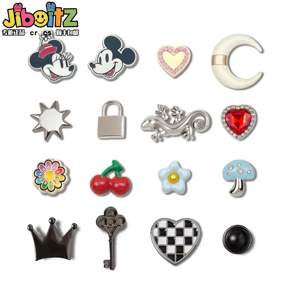 Diamond Colorful Disney Mickey Metal Sheo Charms for Sandals Clogs Y2k Fashion Cartoon Pearl Diamond Shoe Decoration Kids Gifts