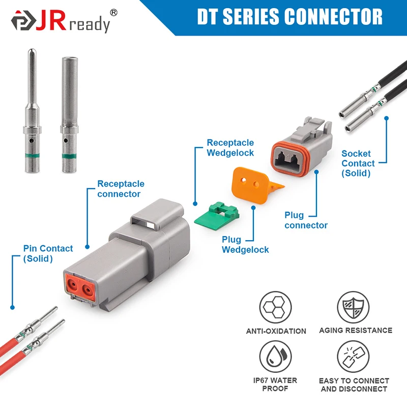 Imagem -05 - Jready-kit de Conectores Elétricos Contatos Estampados Cinza St6318201 St6318401dt Deutsch 12 Pinos Tamanho 16