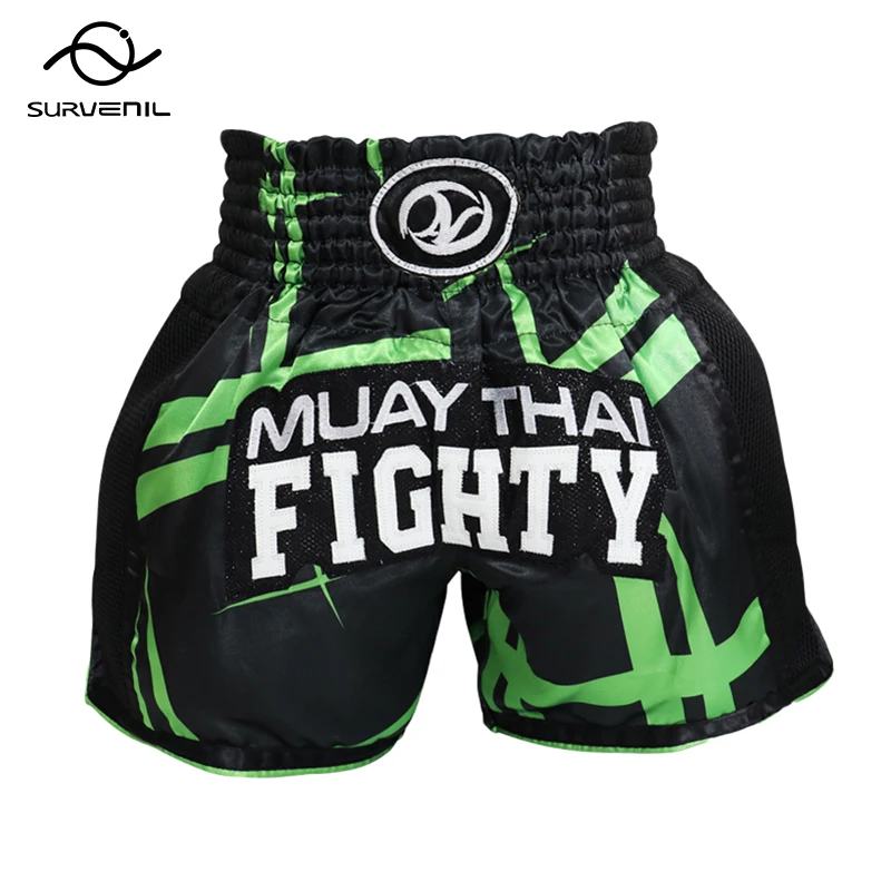 Muay Thai Shorts Men Kids Boxing Shorts Women Embroidery Satin Kickboxing Pants MMA Shorts Sanda Grappling Fight Training Wear