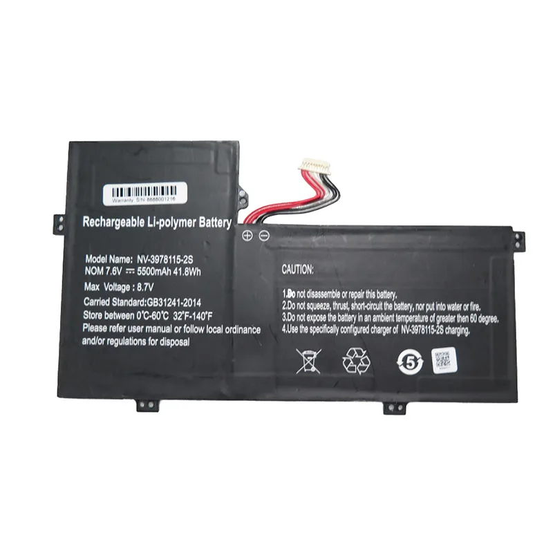 Laptop Battery 45121212P NV-3978115-2S 4962229P 7.6V 5500MAH 41.8WH/4800MAH 36.48WH U4374113PV-2S1P 7.6V 5500mAh 41.8Wh New