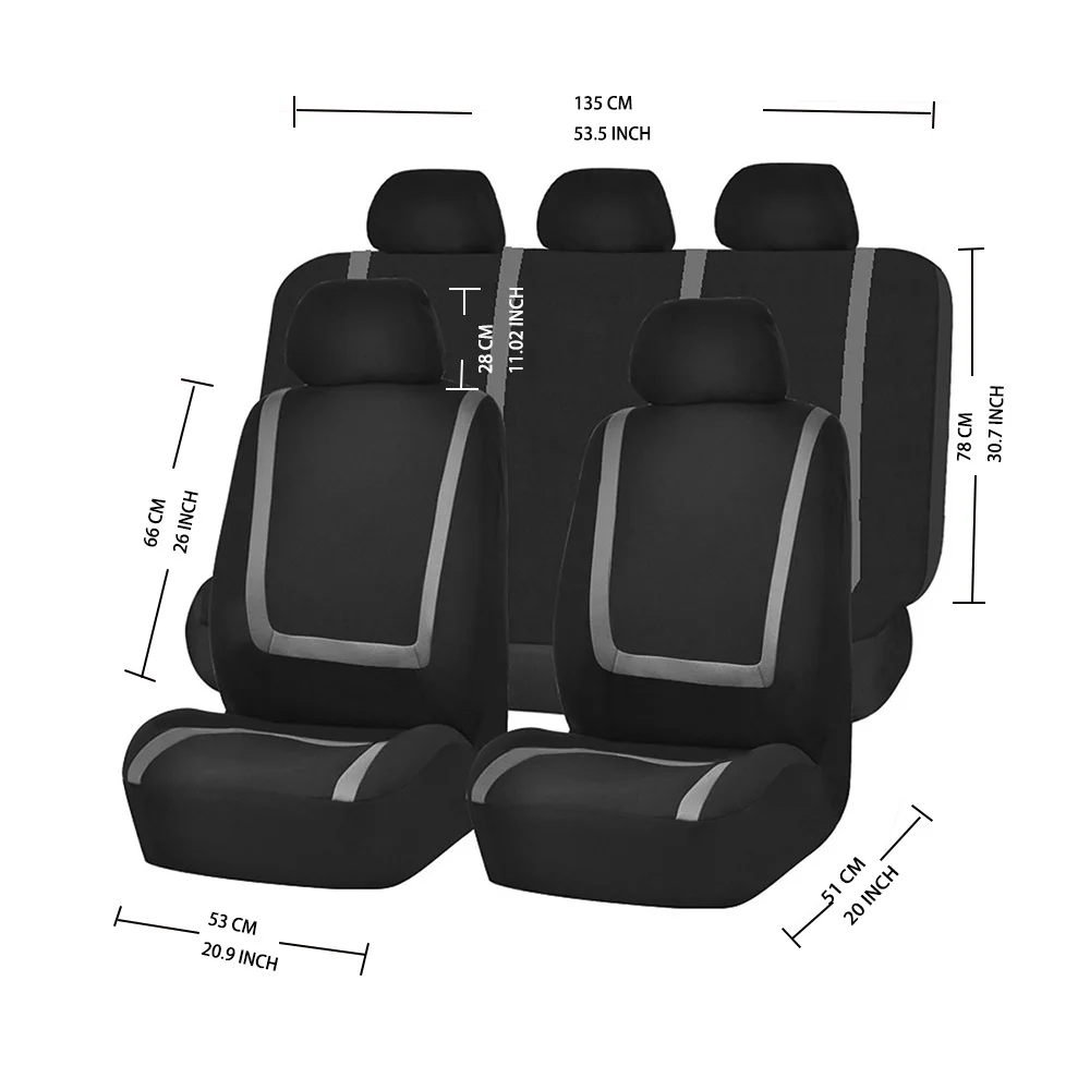 Universelle Streifen-Stil Autositzbezüge aus Polyester-Stoff und Leder Autositz-Schutzbezüge – Detail 2