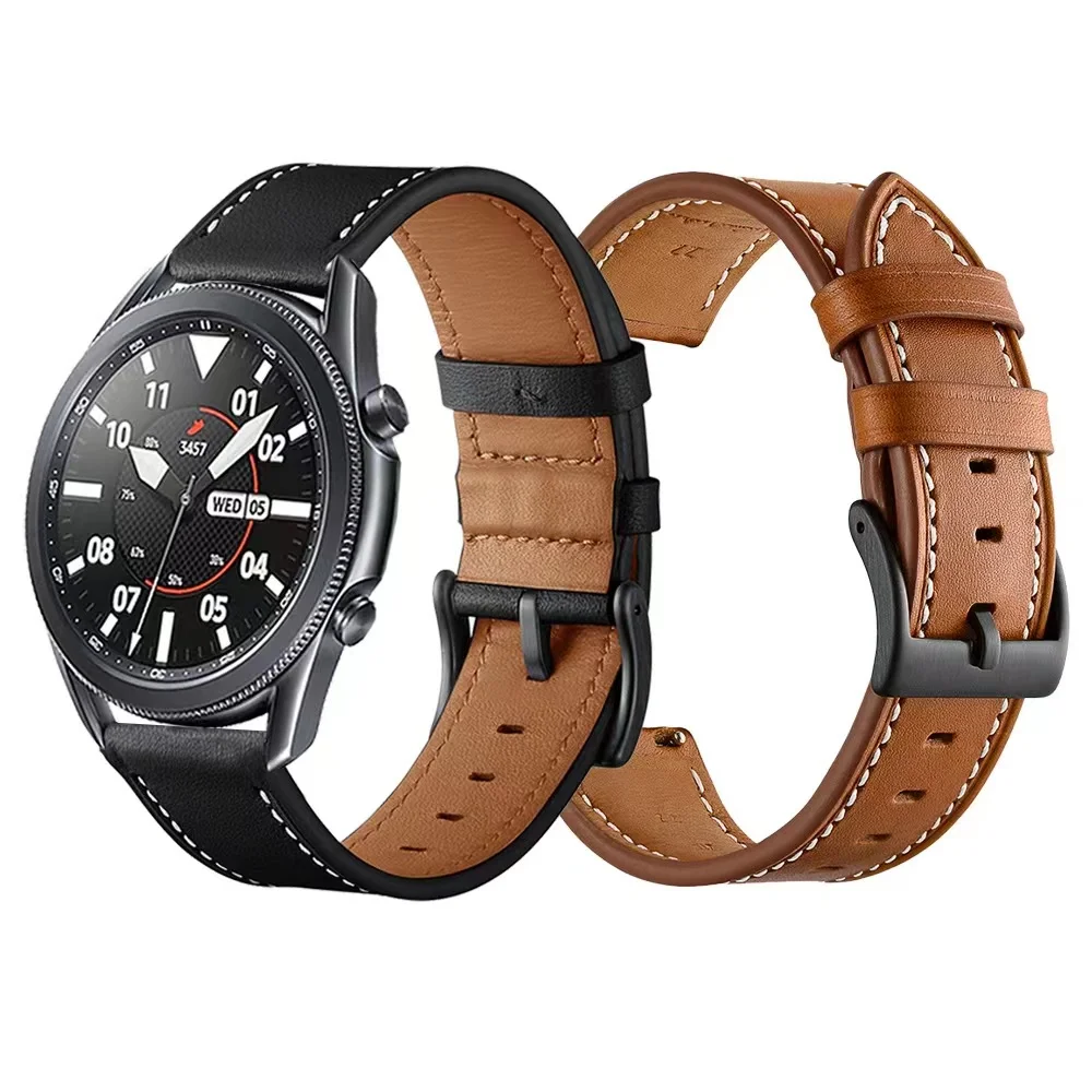 For Samsung Galaxy Watch 3 41mm 45mm Strap 20mm 22mm Leather Bracelet Sport Watchband For Galaxy 42mm 46mm/Gear S3 S2 Men Band