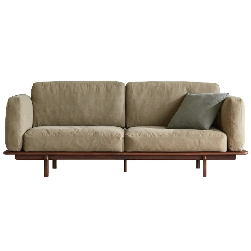 

Nordic all solid wood black walnut living room multi-person sofa cherry wood modern simple leisure light luxury sofa