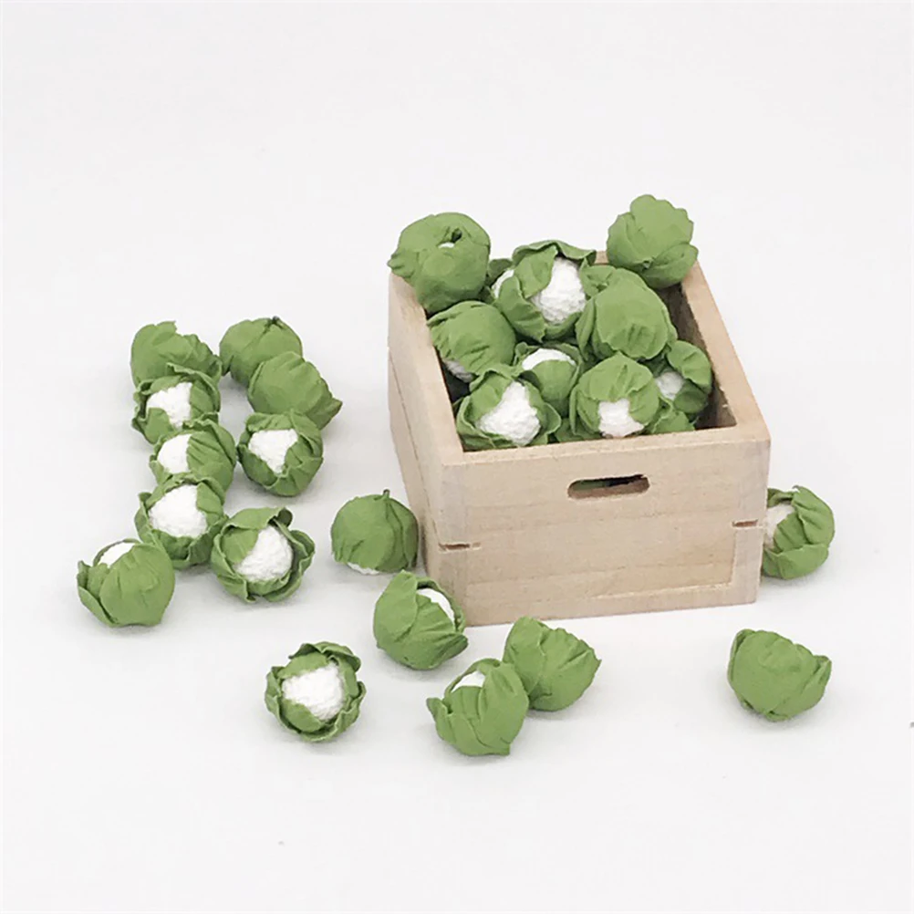 

5 Pcs Simulation Miniatures Cauliflower Lifelike Dollhouse Kitchen Decoration Safety Material Kids Craft Toy Model Fake Clay