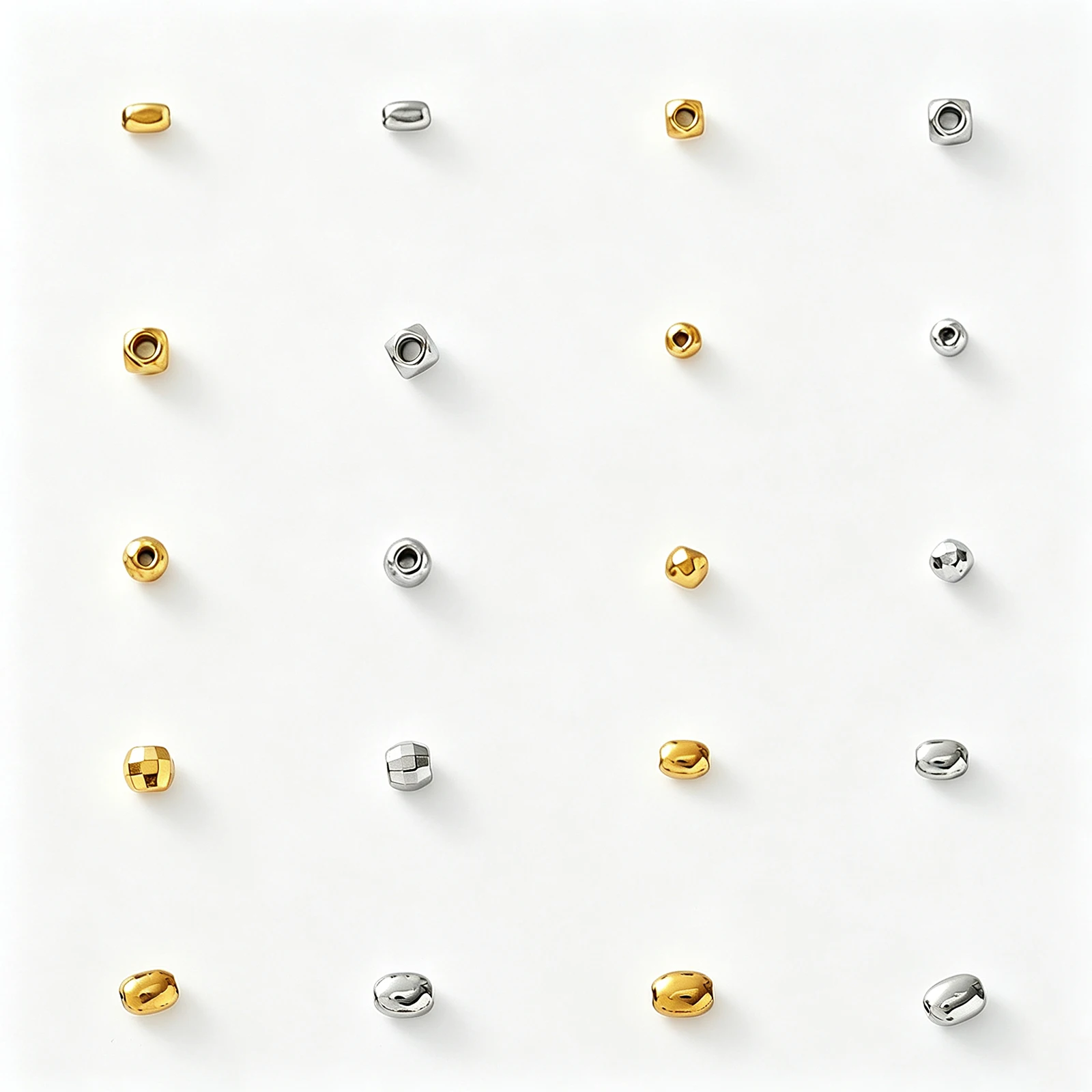 50Pcs/Lot Gold/Silver Plated Stainless Steel Spacer Through-hole Bead DIY Necklace Bracelet Accessories Jewelry Gift Wholesale
