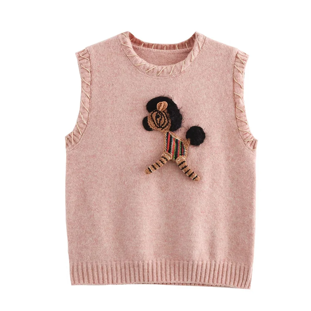 Débardeur tricoté brodé de poney pour femmes, pull doux et gluant de Style occidental, nouveau gilet empilé, printemps