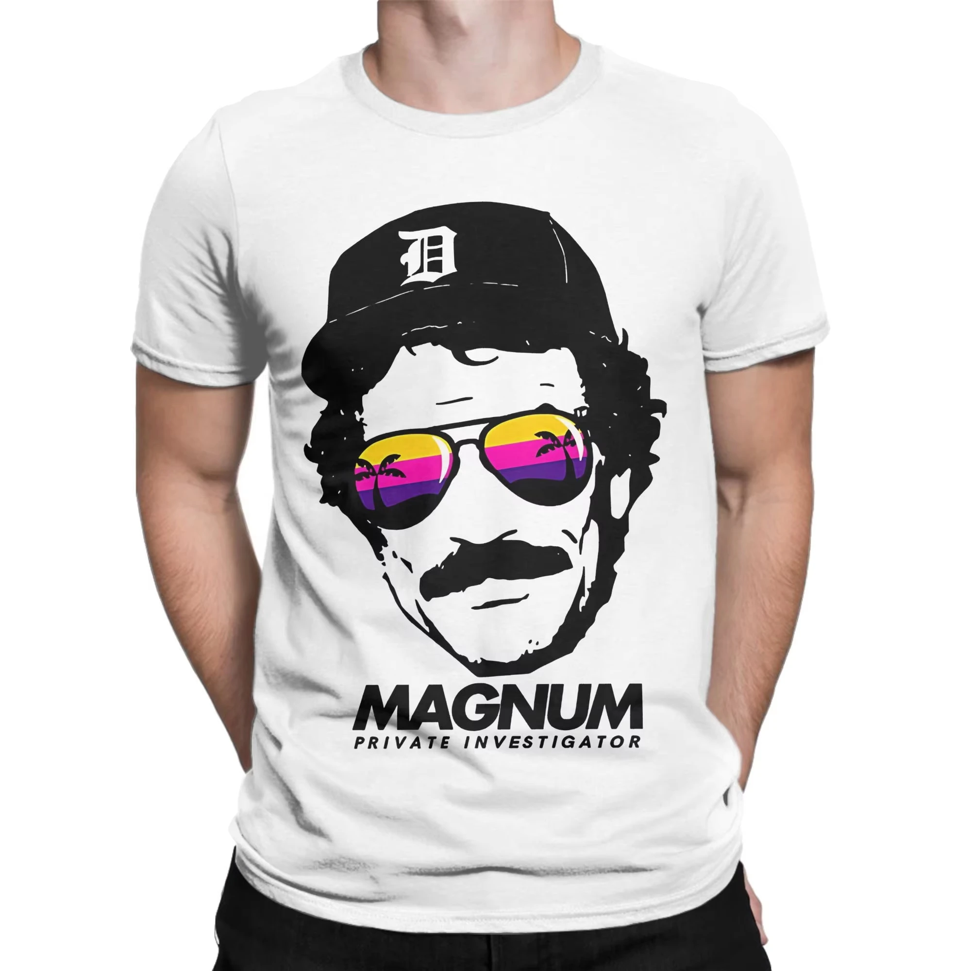 

Magnum PI T Shirts Men Pure Cotton Novelty T-Shirt Crew Neck Tee Shirt Short Sleeve Clothes Classic