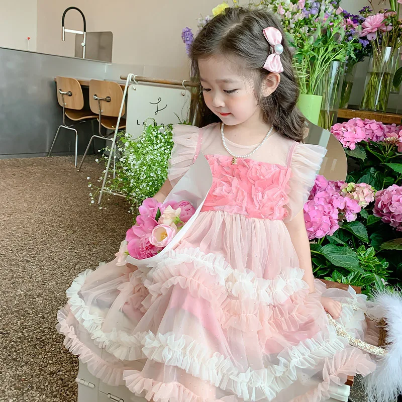 

' New Western Style Baby Girls' Princess Dress Children'S Summer Mesh Skirt