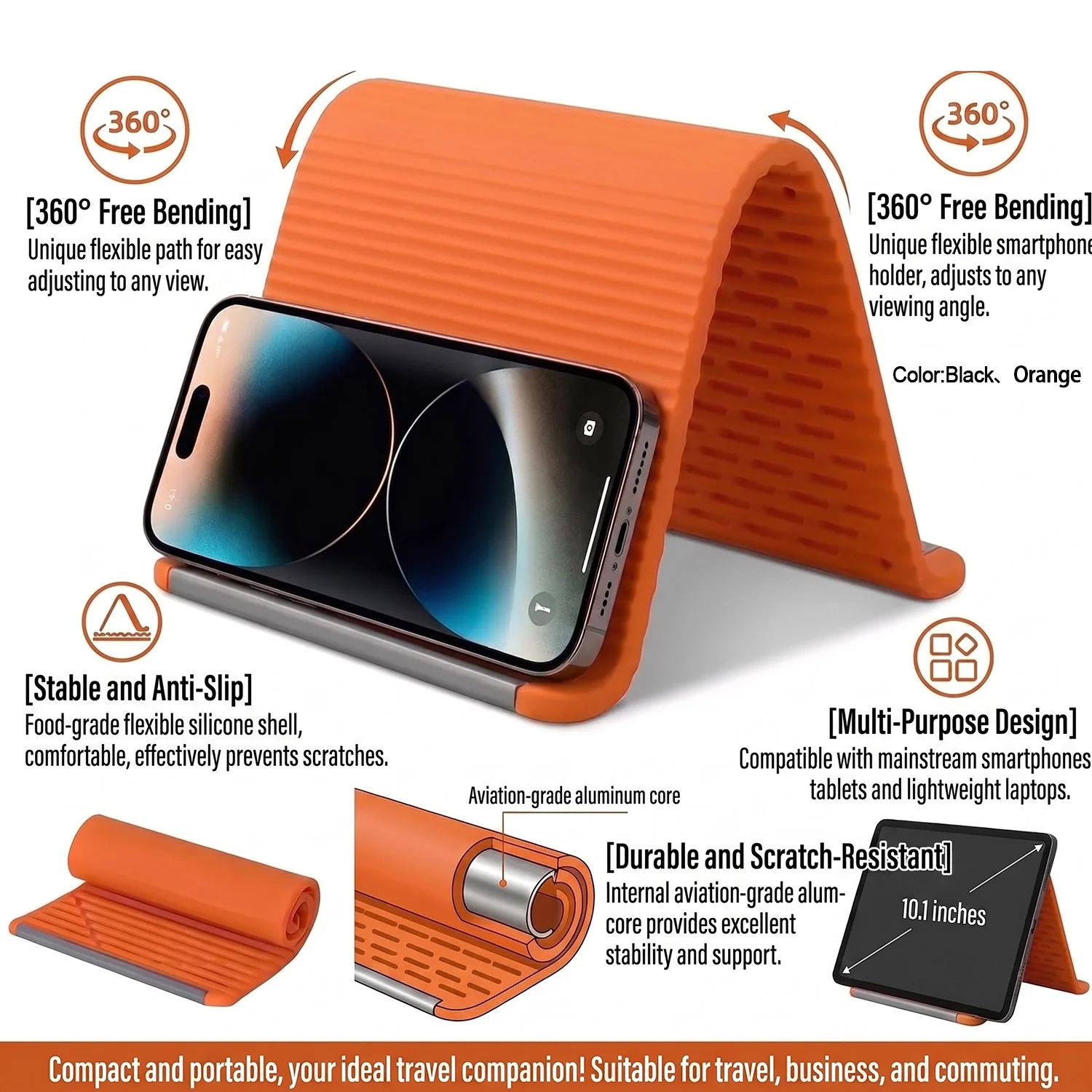 Freely Shaping Silicone Phone Holder Foldable Portable Bendable Design Multi-Angle Adjustable Universal Mobile Phone Desktop Sta