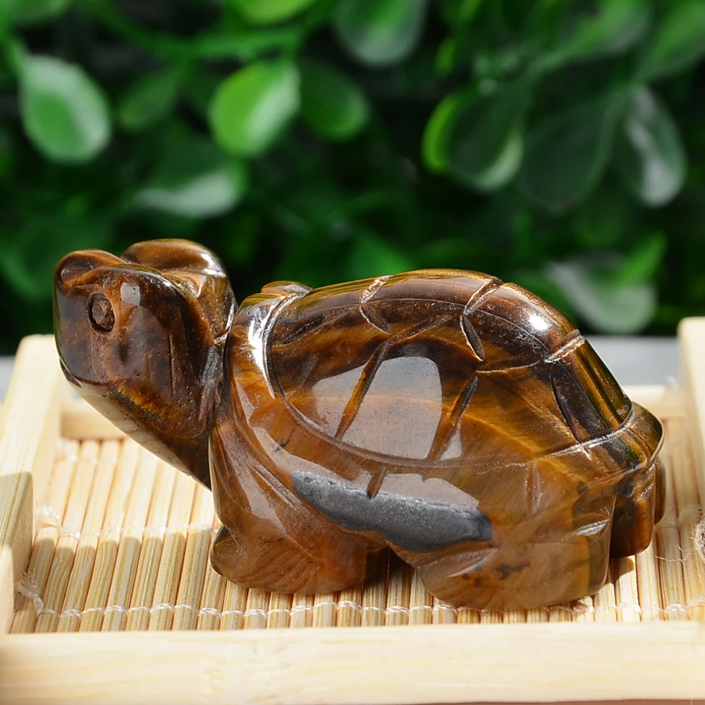 Kristall-Schildkrötenstatue, 5,1 cm, polierte Schildkrötenstatue, handgeschnitzte Tierskulptur, Edelstein, Heimbüro-Dekoration