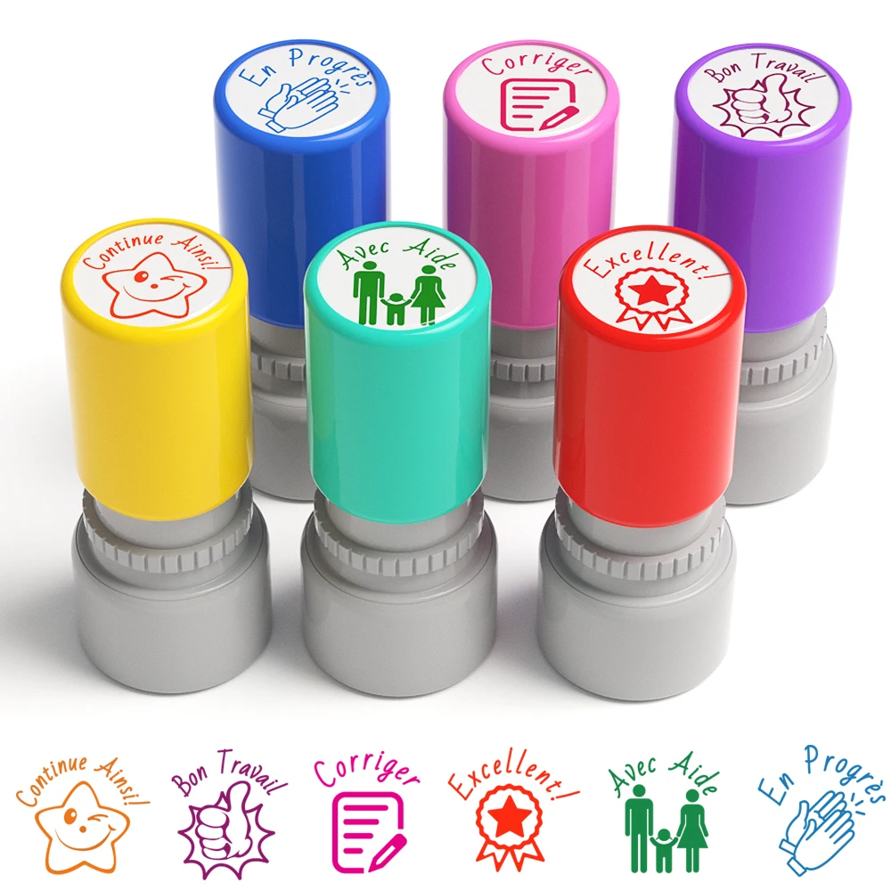 6 Teacher seals, Commendation Seal, Award Seal, Teacher Evaluation Award Seal, Cartoon color seal, transparent storage box for t