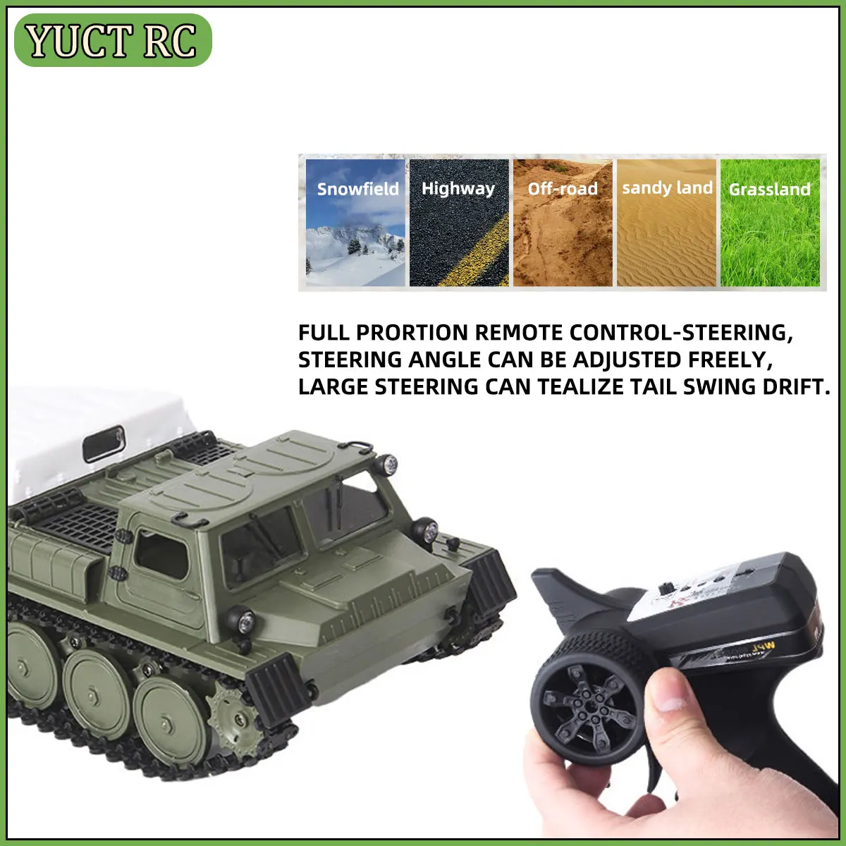WPL E-1 1/16 Scale RC Tank Toy 2.4GHz 4WD Tracked Super Crawler Off-Road Vehicle Electric Remote Control Toy for Boys Kids