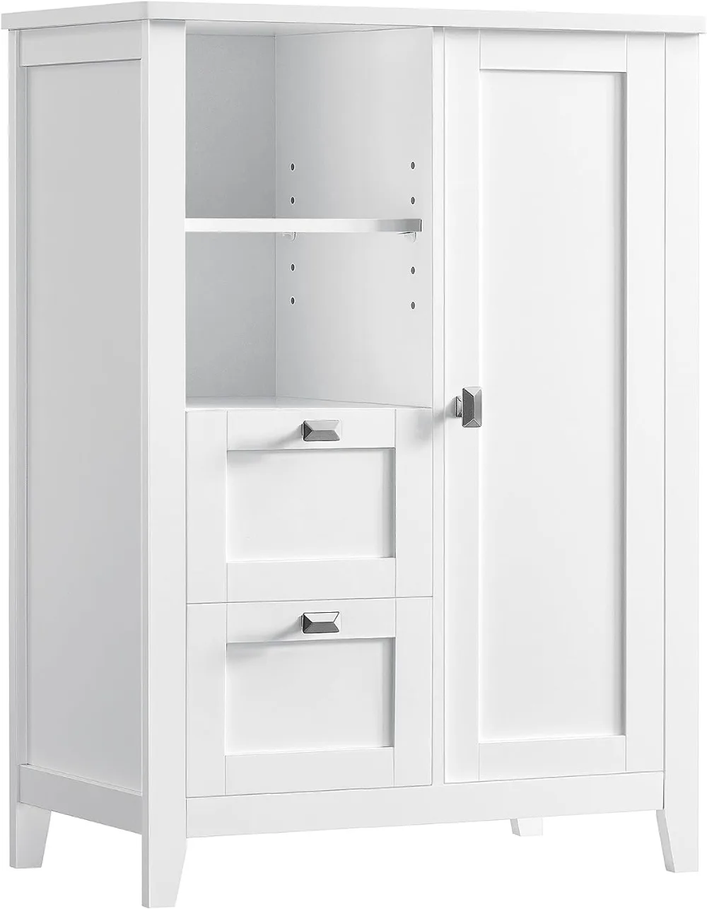 

Bathroom Floor Storage Cabinet, Bathroom Cabinet Freestanding, Kitchen Cabinet, with Open Compartment, 2 Drawers, Adjustable