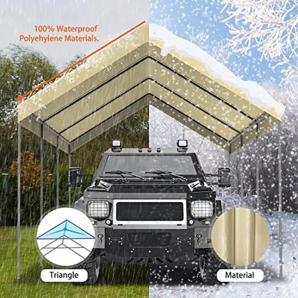 Carport Canopy Cover Replacement 10x20 ft UV-resistant Waterproof with Ball Bungees Party Tent Garage Shelter Top