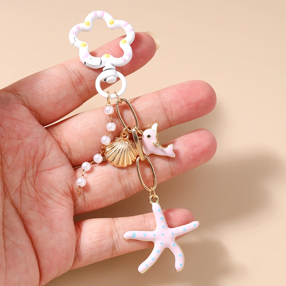 Aihua Chic Sommer Strand Korallen Fisch Seestern Schlüsselanhänger für Frauen Mädchen Handtasche Rucksack Anhänger Schlüsselring Handykette Lanyard Geschenke – Detail 9
