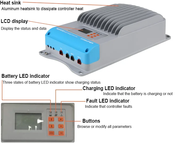 hybrid solar inverter mppt solar charge controller 12v 24v 48v