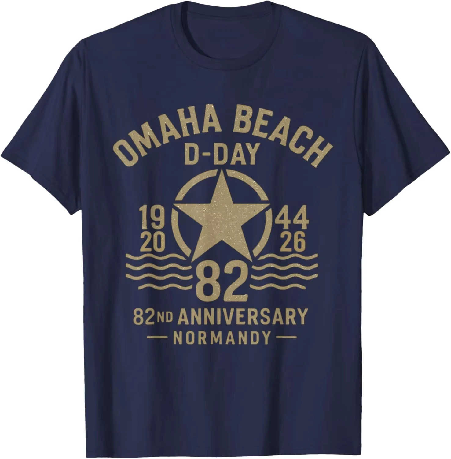 D-Day 82nd Anniversary 2026 Normandy D-Day Omaha Beach 1944 T-Shirt Men's Cotton T-shirts Summer Short Sleeve Streetwear view 2