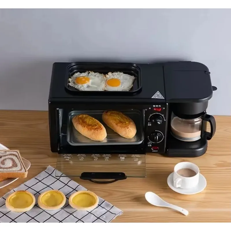 

3 in 1 Silver crest Breakfast Makers Automatic Electric Kitchen Coffee Breakfast Station Toaster Oven Machine