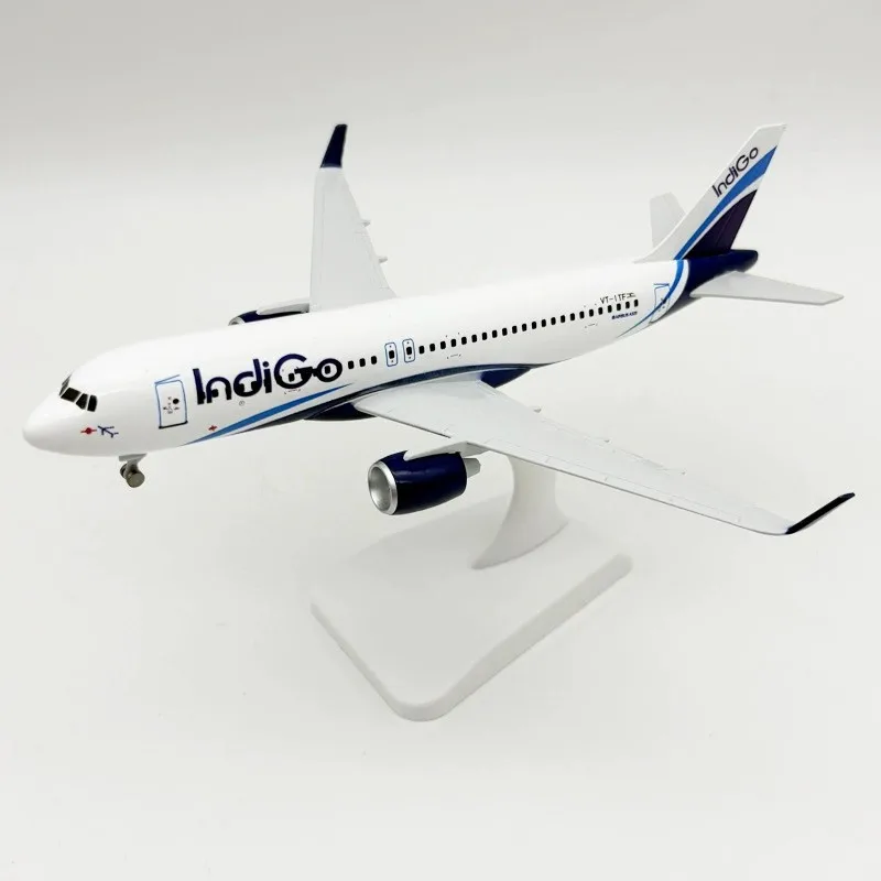 

20CM A320 Indigo Airlines Plane Model W Wheels Landing Gears kids toys for boys Alloy Metal Diecast Airplane For Collected