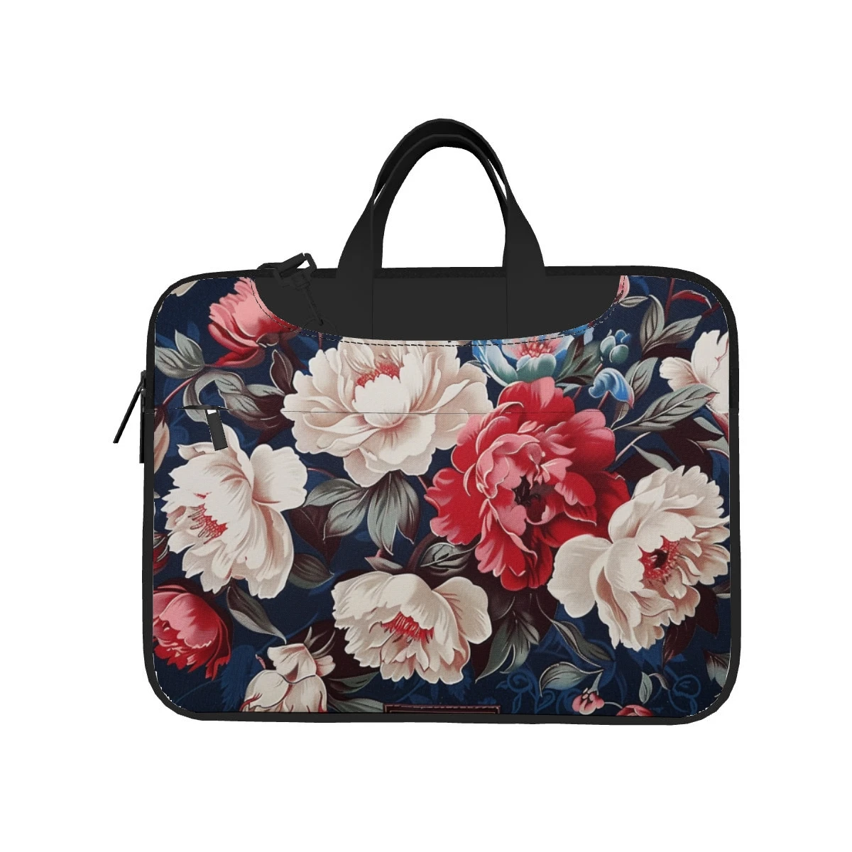 Sacoche pour ordinateur portable rouge et blanc, motif imprimé fleur de pivoine, mallette ultra-mince à la mode, sac à bandoulière portable, 13 14 15,6 pouces