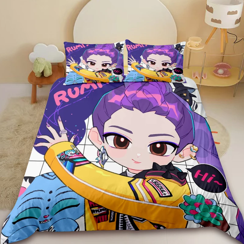 Girls K-pop Demon Hunters Duvet Cover Rumi Bedding Set Comforter Cover Queen King Bedroom Dormitory Decor Children Gifts