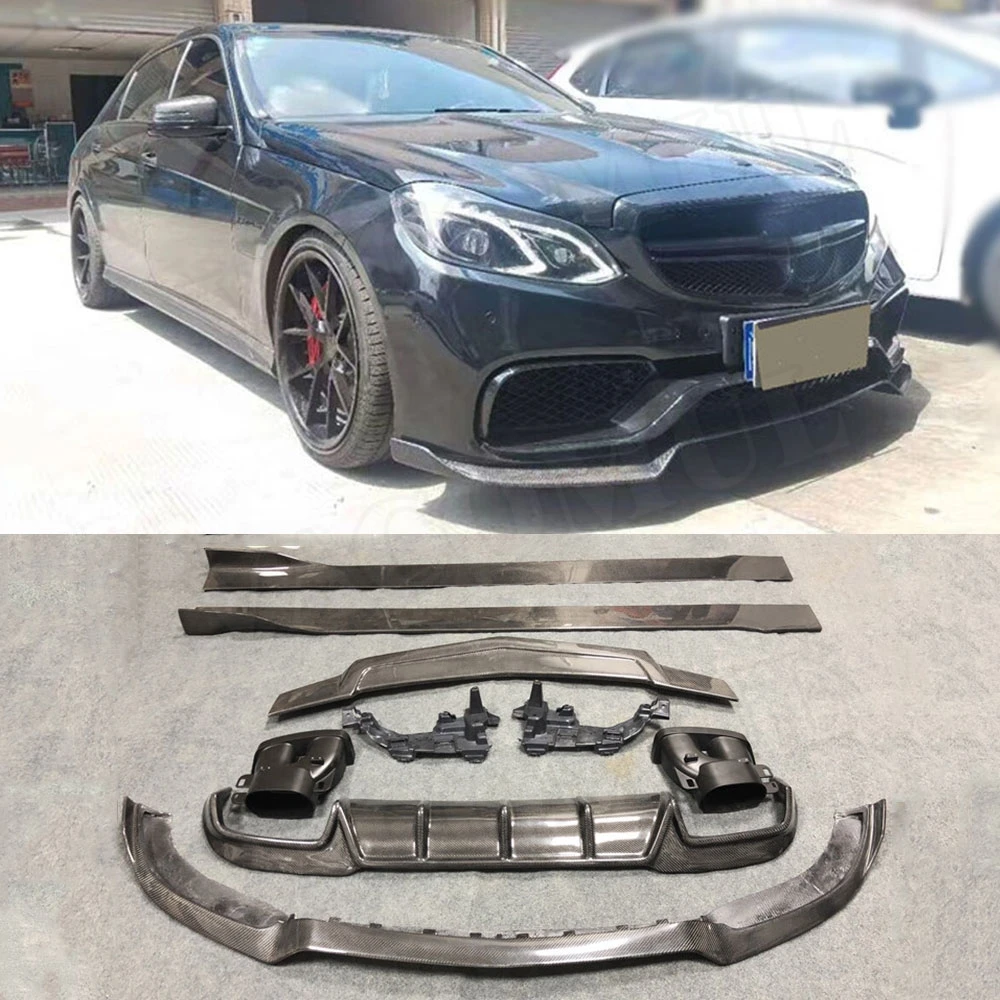 Carbon Fiber Front Bumper lip Rear Diffuser Spoiler Side Skirts for Benz E Class W212 E260 E300 E400 E63 For AMG 2014-2016 view 6