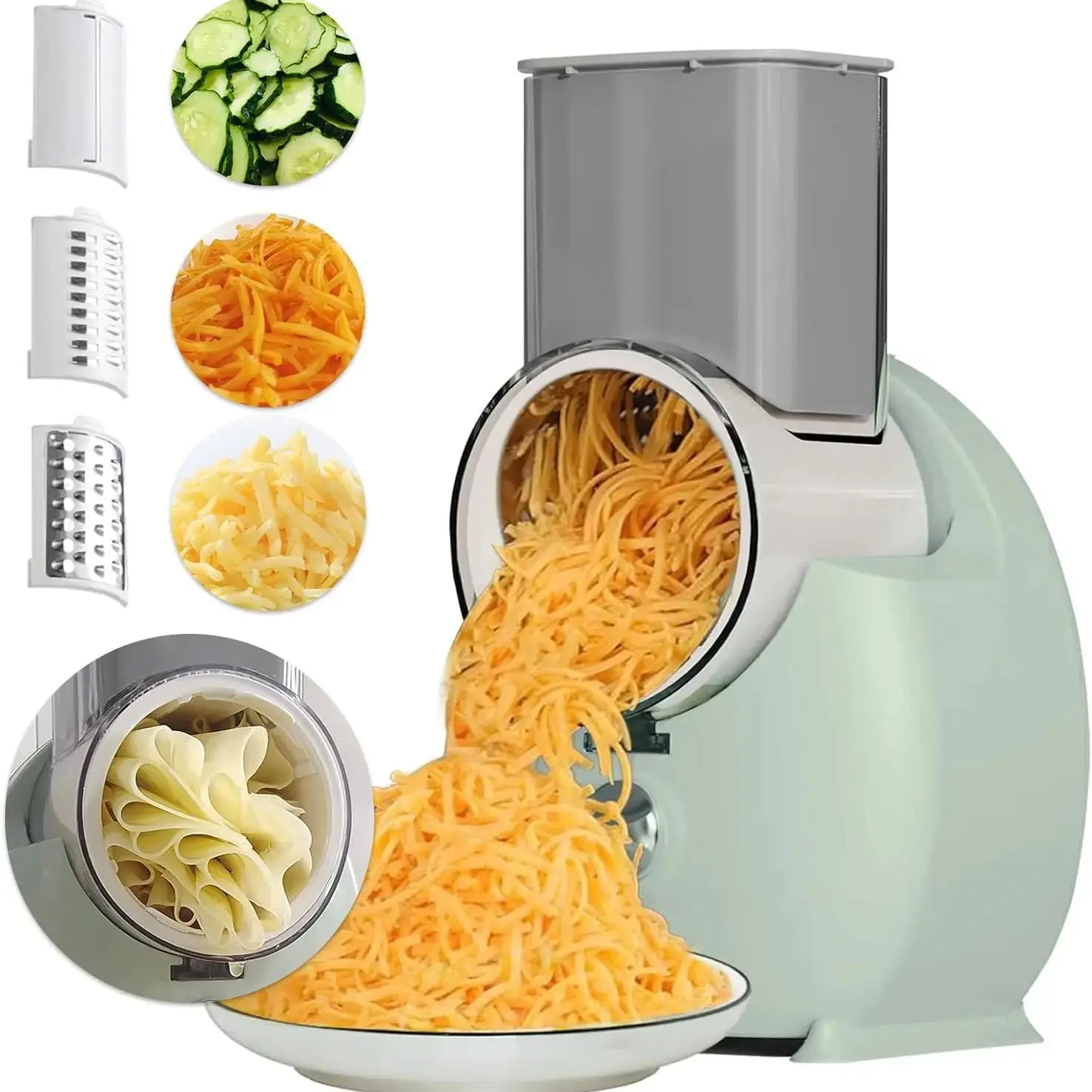 Electric Vegetable Slicer Multifunctional Kitchen Vegetable Slicer With 3 Replaceable Blades Salad Shooter Vegetable Fruit And N