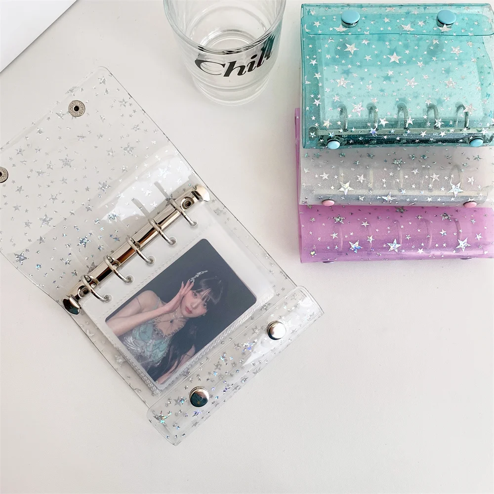 Glitter Star Mini Photo Album Cover Kpop Style 3inch Photocards Storage Book Portable Idol Cards Collect