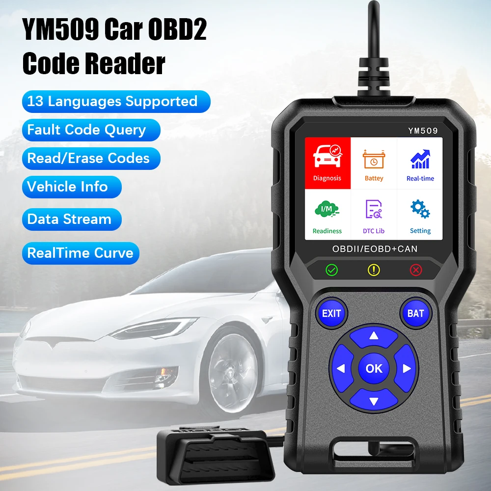 Automotive Multi Languages Erase Error Codes OBD2 Scanner Engine OBD 2 Scanner Car Diagnostic Tool ODB2 Code Reader YM509