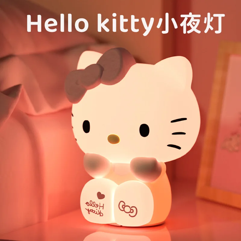 

Sanrio Hello Kitty ночник, силиконовый светильник для кровати, подставка для светильника, атмосфера, подарок на день рождения, милые девушки