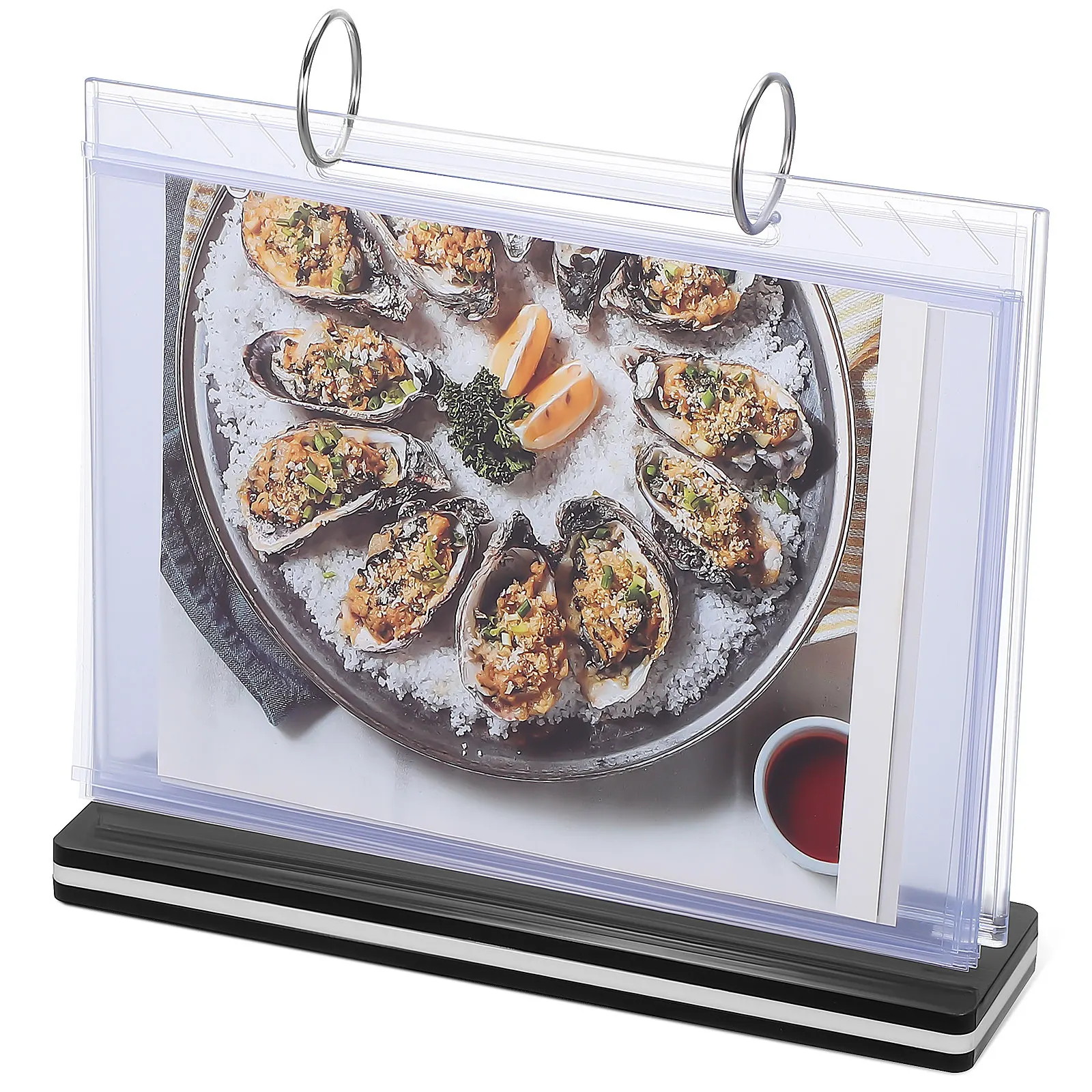 

Держатель для меню из акрила, прозрачный, многостраничный, с откидной крышкой, настольная подставка для вывесок, органайзер для брошюр и документов, настольный держатель