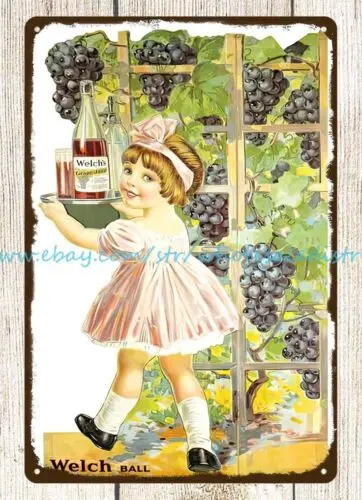 Welch's grape juice Girl metal tin sign plaques art prints online