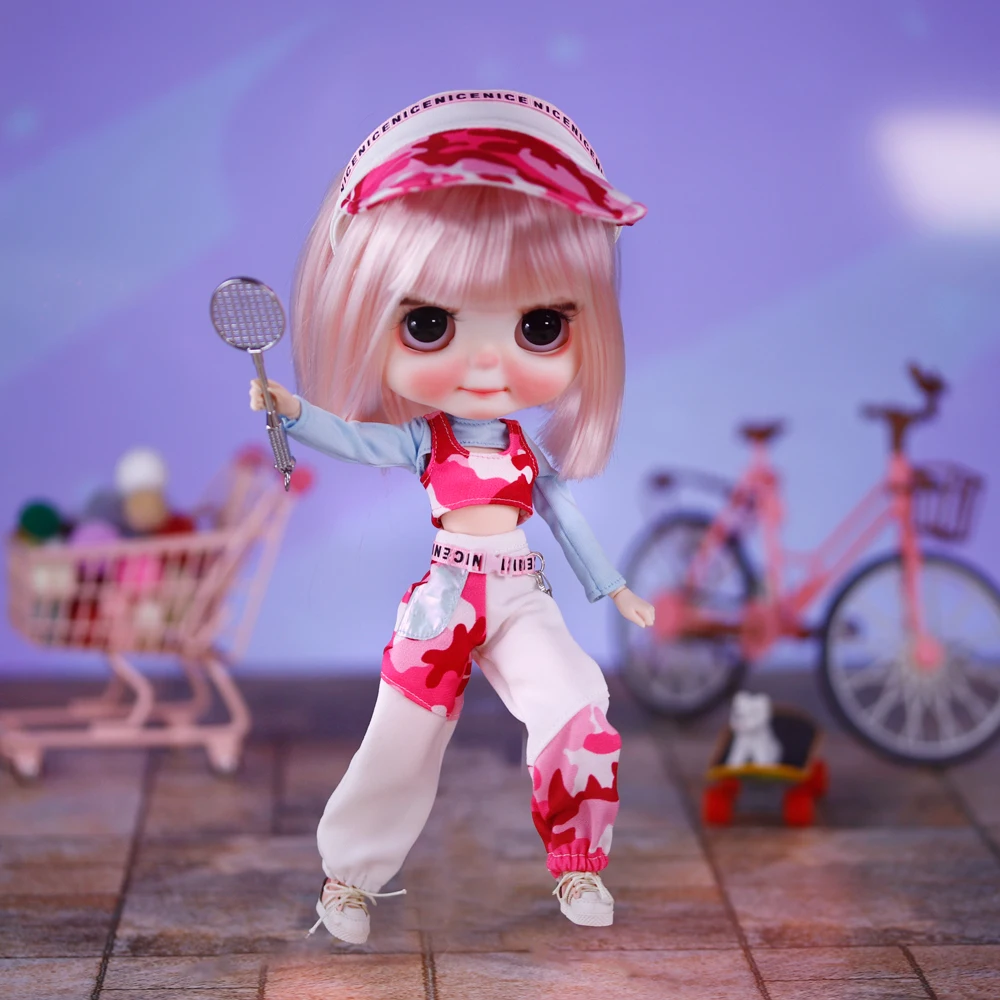 غاضب التشديد Ooak لطيف الكعك الطفل ICY DBS Blyth دمية منحوتة الشفاه ماتي الوجه 1/6 BJD Azone S أنيمي فتاة