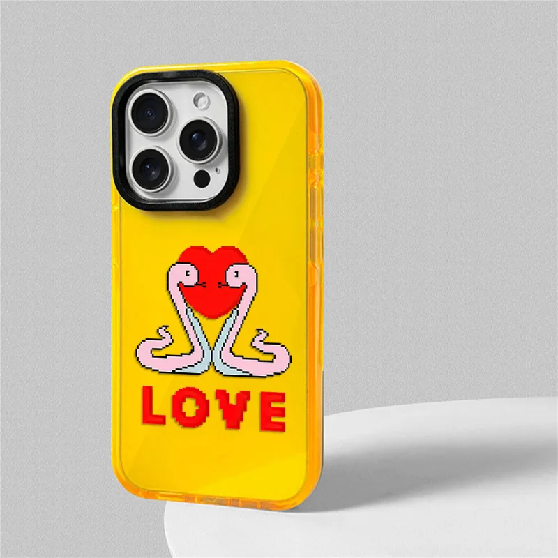 Loving Heart Snake Phone Case For iphone 17 16 15 14 13 12 11 Pro Max Plus Air Soft TPU Shockproof Back Cover
