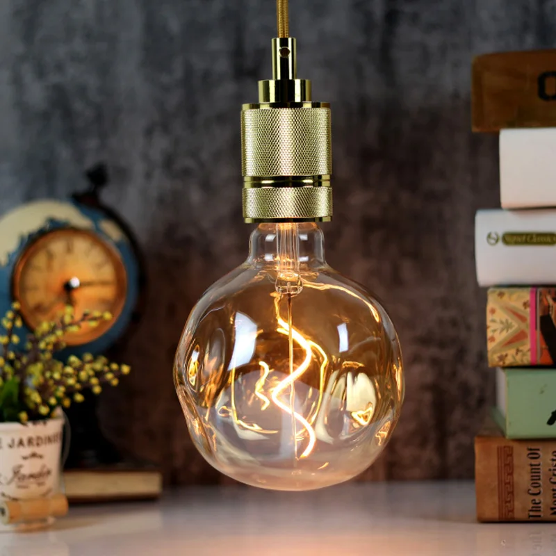 LED Bulb 220V/110V Dimmable Retro Spiral LED Filament Bulb G125 Stone LED 4W Filament Decorative Edison Bulb