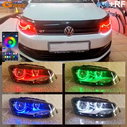 For Volkswagen VW Polo 5 6R 6C Crosspolo Vento 2009 2010 - 2016 Bluetooth APP Multi Color RGB LED Angel Eyes Kit Halo Rings