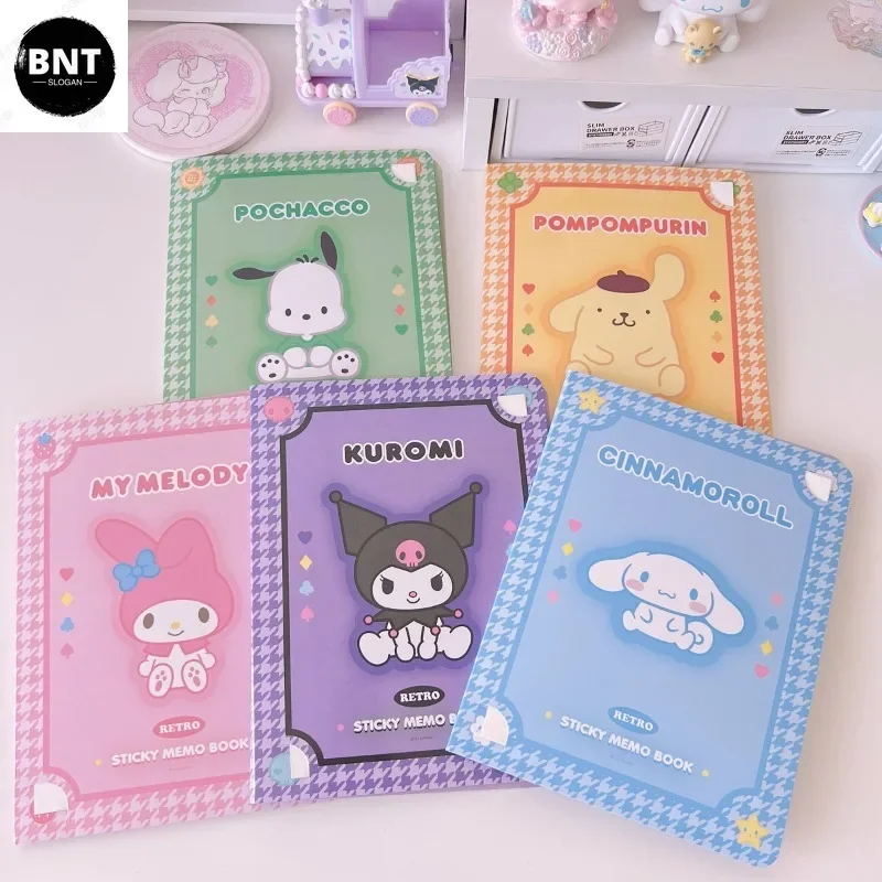 

Sanrio Hello Kitty Post it Note Set Kuromi Anime Figure Tearable Portable Message Sticky Notes Memo Booklet Cute Stationery Gift