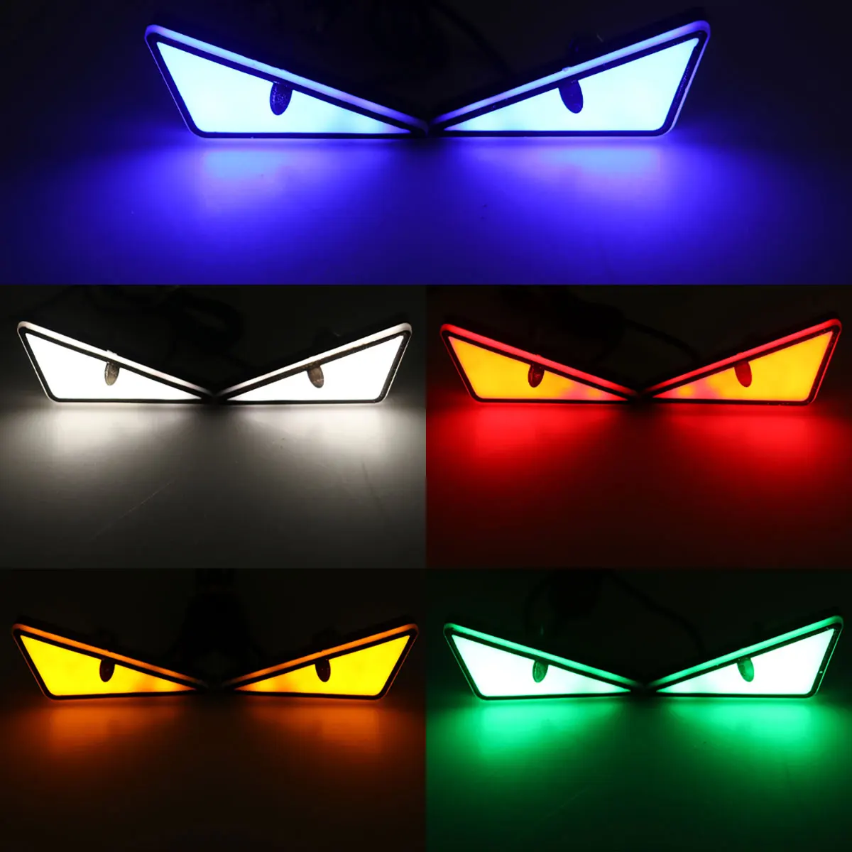 Motorcycle Led Triangle Demon Eye Signal Light Universal Evil Eyes Headlight Dynamic Tail Lamp Funny Illumination Running Lights