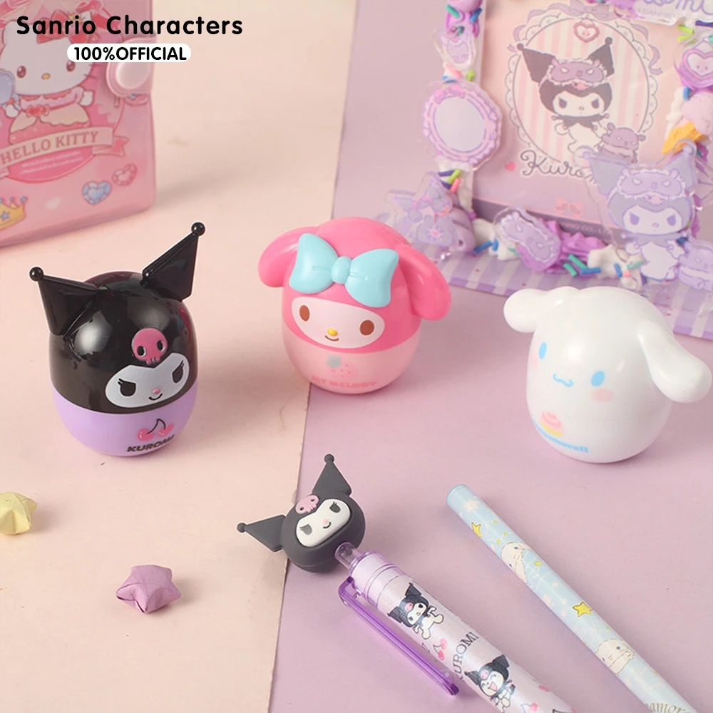 Genuine Sanrio 3D Pencil Sharpener Kuromi Melody Hello Kitty Portable Manual Sharpeners School Office Stationery Supplies Gifts